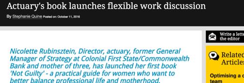 Actuary's book launches flexible work discussion